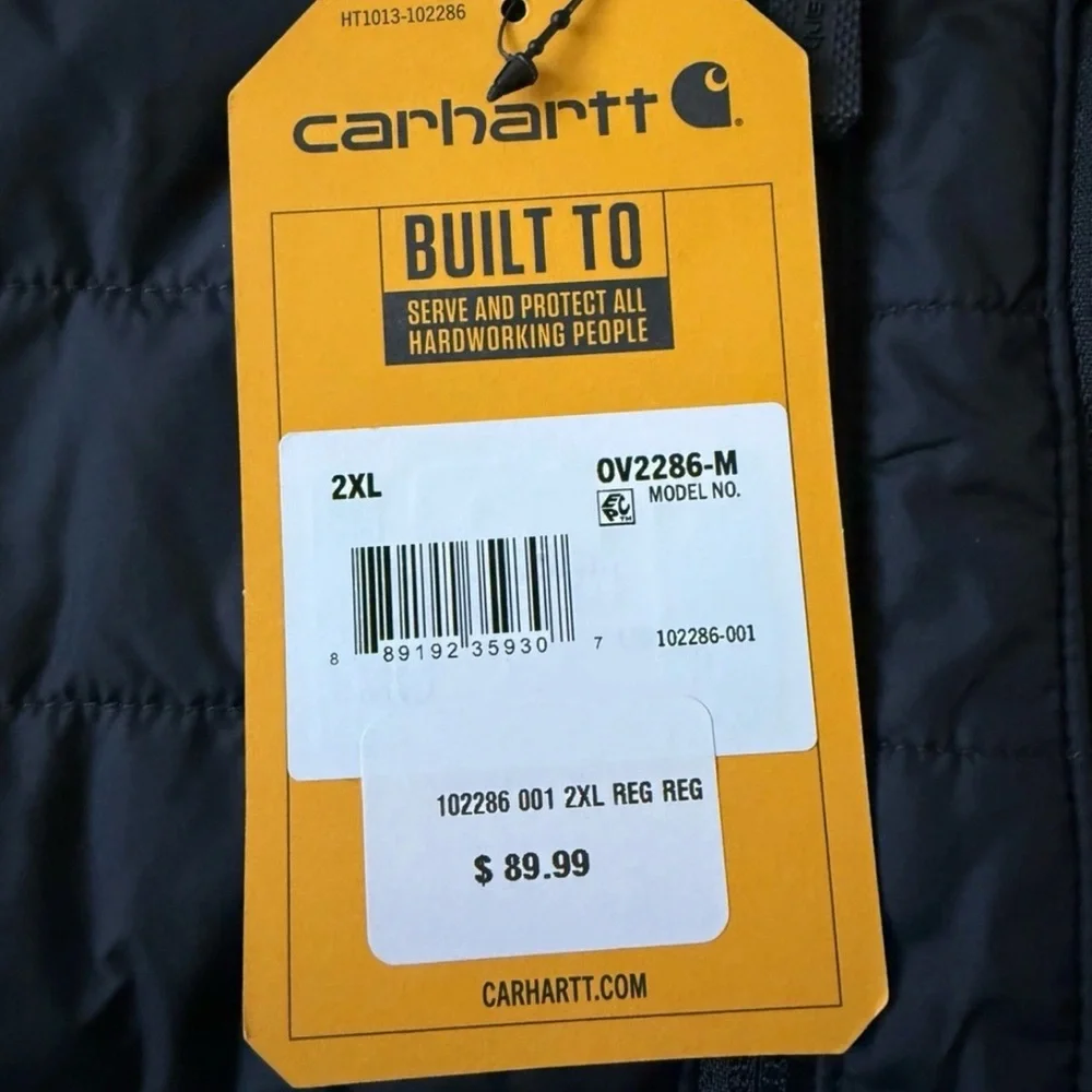 New Carhartt Rain Defender Insulated Vest Black XXL Relaxed Fit Cordura Workwear - Picture 7 of 9